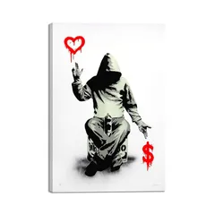【新品】 Banksy バンクシー 愛とお金 ポスター アートパネル 絵画 写真 アートパネル 壁掛け 部屋飾り 背景絵画 美しい贈り物 プレゼント-リビング、ダイニング、寝室、お風呂、オフィス、バー 玄関装飾用 木枠付きの完成品 (30X40cm) 0