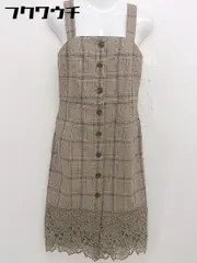 ◇ ROYAL PARTY ロイヤルパーティー チェック 裾レース ノースリーブ 膝下丈 ワンピース サイズF ベージュ レディース  【中古】 【1110200016479】