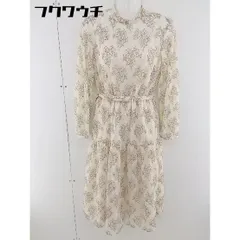 ◇ ◎ BE RADIANCE 総柄 レース ハイネック ウエストゴム 長袖 ロング ワンピース サイズF アイボリー ブラック レディース  【中古】 【1110270010544】