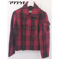 ■ BEAMS BOY ビームスボーイ チェック ダブル コート ジャケット サイズONE SIZE レッド ブラック レディース  【中古】 【1110290000334】