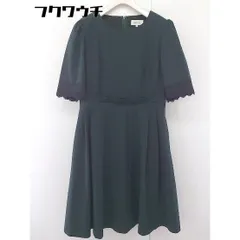 ◇ anatelier アナトリエ 袖レース ノーカラー 五分袖 膝丈 ワンピース サイズ 38 ダークグリーン レディース  【1111010009392】のサムネイル