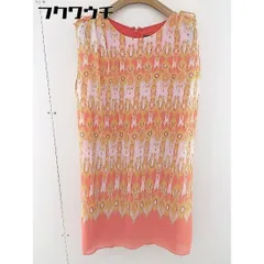 ◇ TALBOTS タルボット 総柄 ノースリーブ 膝下丈 ワンピース サイズL オレンジ系 レディース  【中古】 【1111040000574】