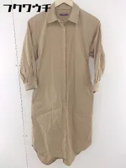 ◇ ◎ ITEMS URBAN RESEARCH ベルト付 長袖 ロング シャツ ワンピース サイズ165-170 ベージュ レディース  【1111030001642】