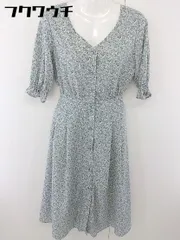 ◇ OLIVE des OLIVE オリーブ デ オリーブ 花柄 五分袖 膝下丈 ワンピース サイズF ブルー マルチ レディース  【中古】 【1111020010494】