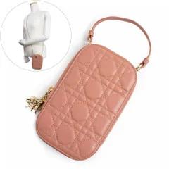クリスチャンディオール レディ ディオール 携帯 スマホ ケース フォンホルダー チェーン ショルダーバッグ 斜め掛け カナージュ ラムスキン イーサリアル ピンク S0872ONMJ 箱付 Christian Dior（新品・未使用品）