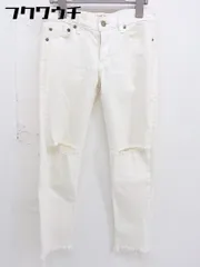 ◇ Ungrid アングリッド ダメージ加工 ストレッチ デニム スキニー パンツ サイズ24 オフホワイト レディース  【中古】 【1111100007956】