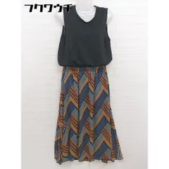 ◇ Simplicite 切替 ヘリンボーン柄 ノースリーブ 膝下丈 ワンピース ブラック ネイビー マルチ レディース  【中古】 【1111170005128】のサムネイル