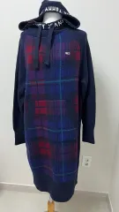 トミー ジーンズ CHECK フード ニット ONE PIECE M