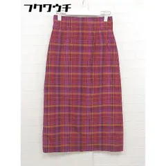 ◇ NATURAL BEAUTY BASIC チェック スリット ロング ナロー スカート サイズ S ピンク レッド マルチ レディース  【中古】 【1111220015732】