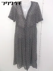 ◇ ◎ nitca ニトカ 総柄 半袖 ガウン カーディガン サイズF ダークグレー オレンジ系 レディース  【中古】 【1111220014537】