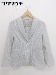 ◇ ◎ Liyoca ストライプ 2B 長袖 ジャケット グレー ホワイト レディース  【中古】 【1111250001750】