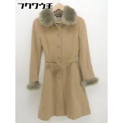 ■ ◎ noue-rue ヌール ベルト付 フェイクファー 長袖 コート サイズ2 ベージュ レディース  【中古】 【1112010022787】