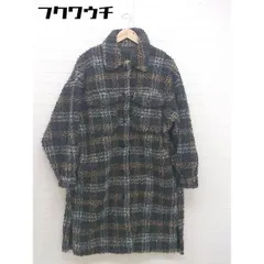 ■ JEANASIS ジーナシス チェック ボア 長袖 ロング コート サイズF グレー系 レディース  【中古】 【1112010023647】