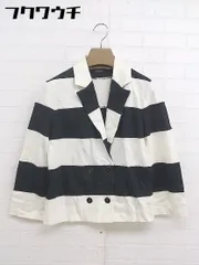 ◇ Max&Co. マックス&コー ボーダー 七分袖 ジャケット サイズM オフホワイト ブラック レディース  【1112030003025】