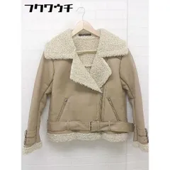 ■ ◎ SPIRALGIRL スパイラルガール フェイクレザー 裏ボア 長袖 ライダースジャケット サイズM ベージュ レディース  【中古】 【1112060001213】