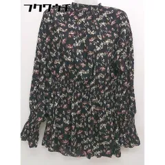 ◇ MOUSSY マウジー 花柄 スタンドカラー 長袖 ミニ チュニック ワンピース サイズ F ブラック ホワイト マルチ レディース  【中古】 【1112060006669】