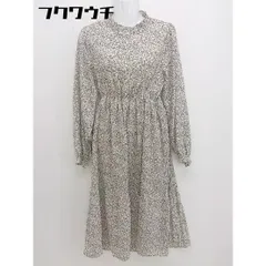 ◇ SHEENA DEL RAY 総柄 ウエストゴム プリーツ 長袖 ロング ワンピース サイズM ライトベージュ系 レディース  【中古】 【1112070002262】のサムネイル
