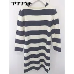 ◇ nano universe The 1st. Floor ボーダー 長袖 膝丈 ニット ワンピース サイズF オフホワイト ネイビー系 レディース  【中古】 【1112070001401】