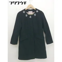 ■ 31 Sons de mode ビジュー ジップアップ スリット 長袖 ノーカラー コート サイズ38 ブラック レディース  【中古】 【1112080004805】