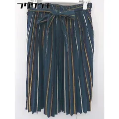 ◇ ◎ any SiS エニィスィス ストライプ 膝下丈 プリーツ スカート サイズ2 ダークブルー マルチ レディース  【中古】 【1112080004393】