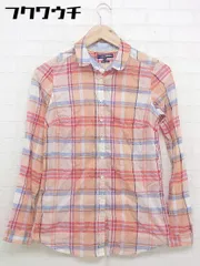 ◇ ◎ TOMMY HILFIGER トミーヒルフィガー チェック 長袖 シャツ サイズ2 オレンジ系 マルチ レディース  【1112080001040】