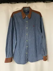 ポロラルフローレン ブラウン スウェード デニムシャツ