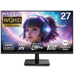 MAXZEN Gaming Monitor, 27-inch WQHD (2560 x 1440), 1440P, 180Hz, HDMI 2.0 x 2, DP 1.4 x 2, FastIPS 1ms (GTG), Adaptive-Sync, Blue Light Cut, Anti-Glare, Flicker-Free, 3c8f0077