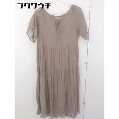 ◇ one after another NICE CLAUP シアー 半袖 膝下丈 ティアードワンピース サイズF ベージュ系 レディース  【1112140011088】