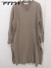 ◇ any SiS エニィスィス Vネック スリット 長袖 膝丈 ニット ワンピース サイズ2 モカ レディース  【1112130007756】