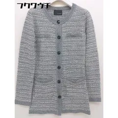 ◇ 22 OCTOBRE ヴァンドゥーオクトーブル ロング ニット 長袖 カーディガン サイズ 2 グレー ホワイト レディース  【中古】 【1112160007122】