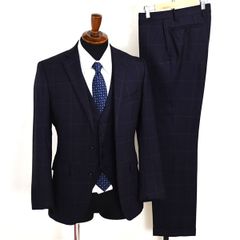 極美品 ONLY × REDA スリーピーススーツ チェック ライトネイビー