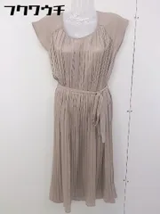 ◇ ◎ nano&co nano universe ベルト付 フレンチスリーブ ロング プリーツ ワンピース サイズF ベージュ レディース  【中古】 【1112200010921】