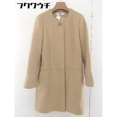◇ NATURAL BEAUTY BASIC ウール混 長袖 ノーカラーコート サイズM ベージュ レディース  【中古】 【1112220002340】