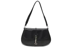 極美品 PRADA プラダ メタルクロージャー ホーボーバッグ ワンショルダーバッグ アーカイブ レザー ブラック シルバー金具 中古 4b011025