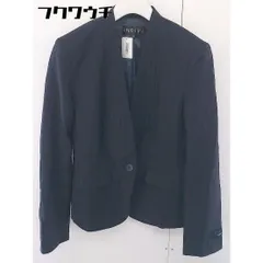 ◇ INDIVI インディヴィ シングル 1B ストライプ 長袖 ノーカラー ジャケット サイズ38 ネイビー レディース  【中古】 【1112220004276】