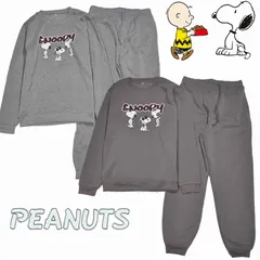 [ピーナッツ] スヌーピー スウェット上下 サングラス長袖 クルートレーナー＆ロングパンツ 裏起毛 ルームウェア