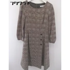 ◇ Couture brooch クチュールブローチ チェック 長袖 膝丈 ワンピース サイズ36 ブラウン レディース  【中古】 【1112270007524】