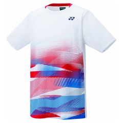 YONEX 幾何学模様 半袖シャツ ホワイト/レッド YONEX ヨネックス ゲームシャツ ホワイト レッド ネイビー 廃盤商品