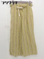 ◇ Samansa Mos2 blue サマンサモスモス ブルー ストライプ イージー パンツ サイズF イエロー マルチ レディース  【1112280000881】