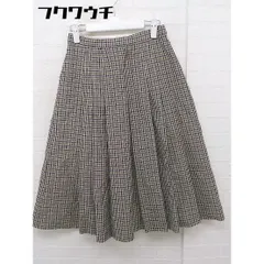 ◇ Aquascutum アクアスキュータム チェック 膝下丈 ボックスプリーツ スカート ブラウン ブラック レディース  【中古】 【1112290001410】