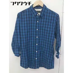 ◇ nano universe ナノユニバース ギンガムチェック 長袖 シャツ サイズM ネイビー ブルー メンズ  【中古】 【1201040000763】
