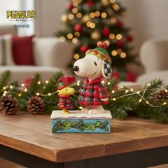 Snoopy & Woodstock Puffer 14cm Christmas | Jim Shore Peanuts Merchandise Figure Doll Figurine Sculpture Jim Shore Official Import