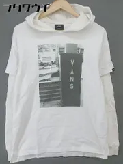 ◇ VANS ヴァンズ プリント レイヤード 長袖 Tシャツ カットソー サイズS ホワイト ブラック メンズ  【中古】 【1201060000521】