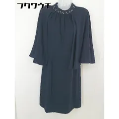 ◇ CUI YING スイエイ 結婚式 パーティー マントスリーブ 長袖 膝丈 ワンピース サイズM ネイビー系 レディース  【中古】 【1201060004185】