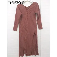 ◇ REDYAZEL レディアゼル Vネック スリット 長袖 膝下丈 ニット ワンピース サイズF ブラウン系 レディース  【中古】 【1201120000713】