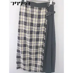 ◇ Simplicite チェック ラップ巻き ロング プリーツ スカート グレー アイボリー パープル系 レディース  【中古】 【1201140003565】