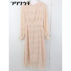 ◇ natural couture NICE CLAUP ウエストゴム ギャザー 長袖 ロング ワンピース サーモンピンク レディース  【1201140001035】