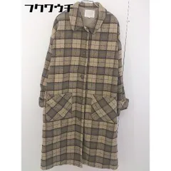 ■ ehka sopo エヘカソポ チェック 長袖 ロング コート サイズF ベージュ ブラウン レディース  【中古】 【1201190003706】