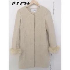 ◇ NATURAL BEAUTY BASIC フェイクファー 長袖 ノーカラー コート サイズS ベージュ レディース  【中古】 【1202020001091】