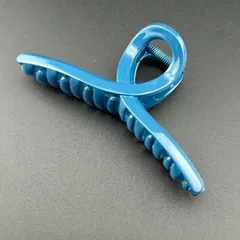 【新品】ヘアアクセサリー ヘアクリップ バンスクリップ 大きめ シンプル ディープ ブルー◆